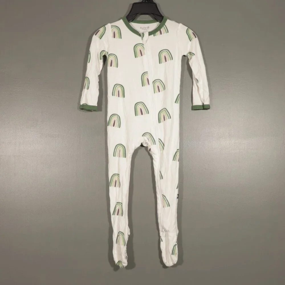 EUC Kyte Baby Green Rainbow Footie Size 6M-12M - Picture 2 of 9